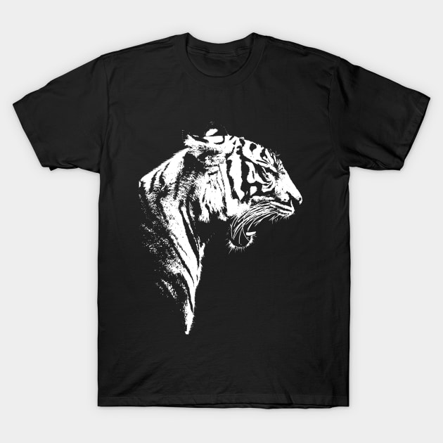 White Tiger #2 white only T-Shirt by GrizzlyVisionStudio